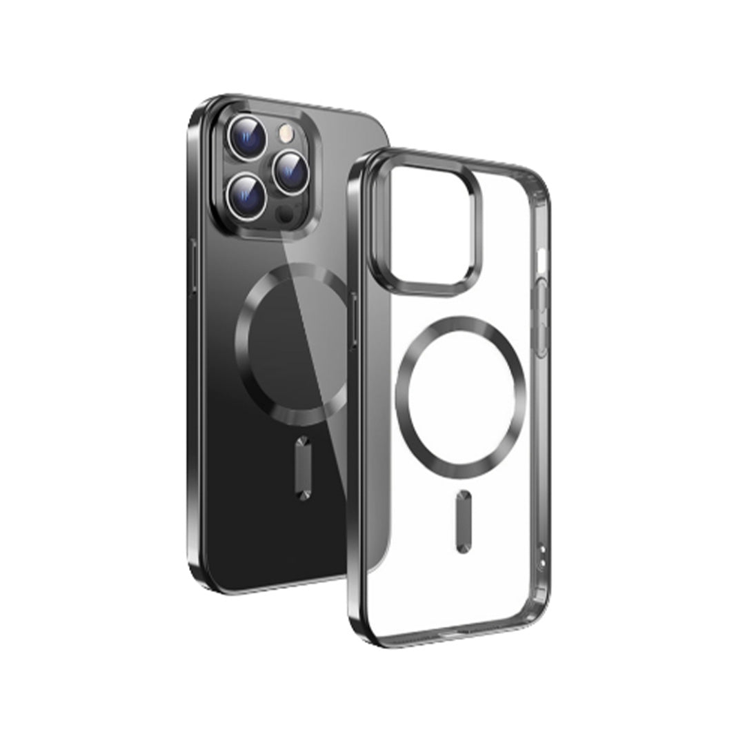 Swissten iPhone 15 Pro Max Metallic Magstick Case | Transparant/Zwart